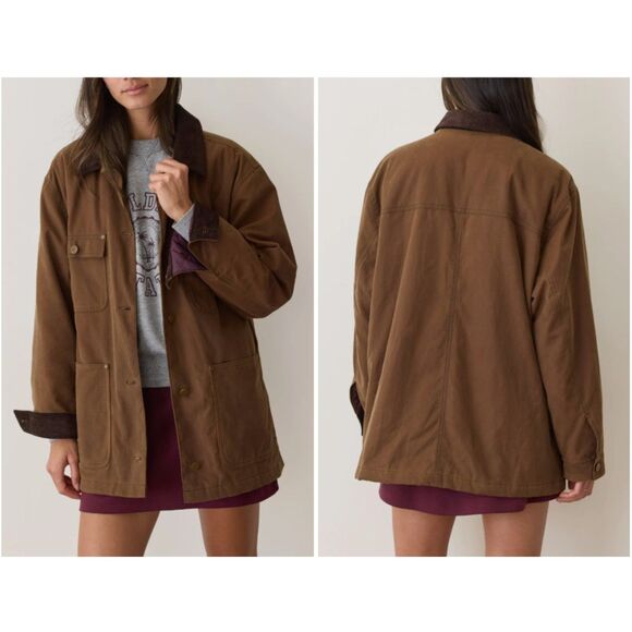 Marine Layer Jackets & Blazers - Marine Layer Women's Foxtrot Brown Riley Waxed Cotton Barn Jacket Size XL